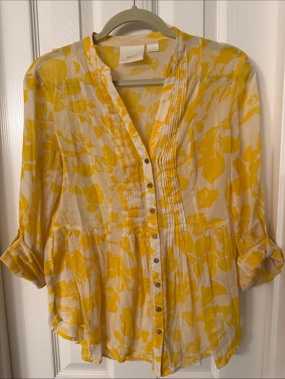 Maeve Yellow Floral Button-Front Top